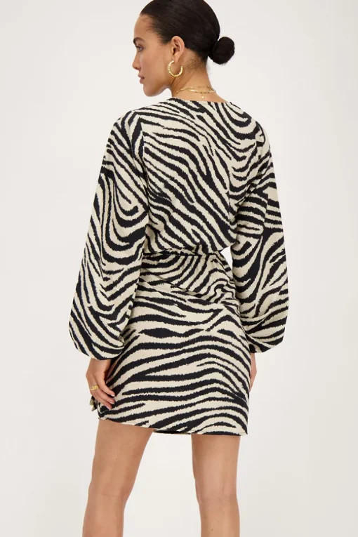 Zwart-beige Zebra Wikkeljurk
