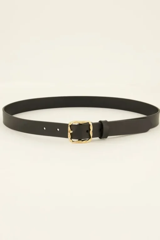 Zwarte Basic Riem Met Gouden Gesp