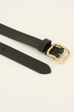 Zwarte Basic Riem Met Gouden Gesp