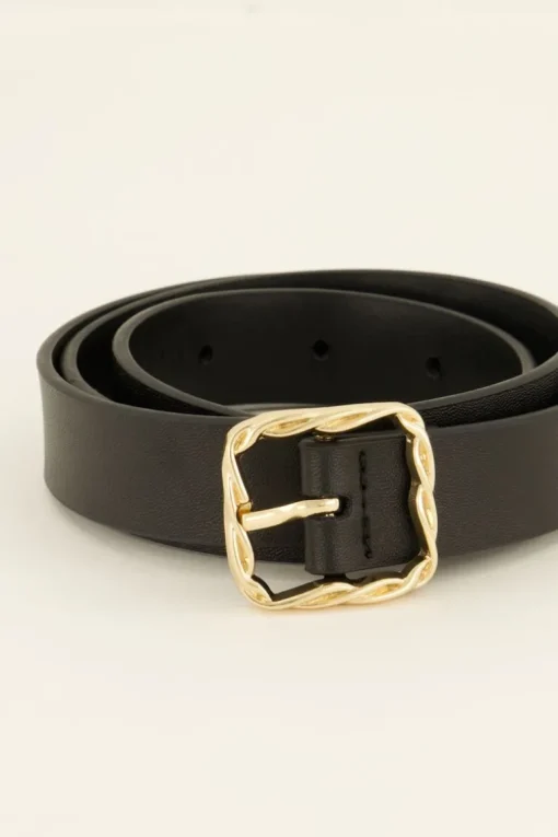 Zwarte Basic Riem Met Gouden Gesp