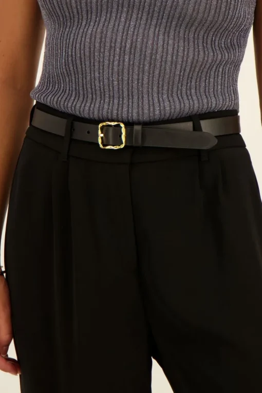 Zwarte Basic Riem Met Gouden Gesp