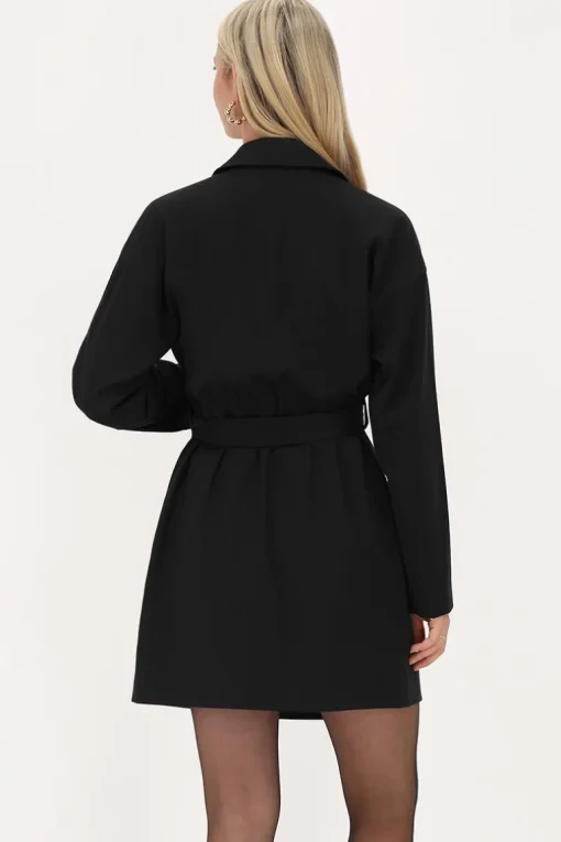 Zwarte Blazer Jurk Met Reverskraag