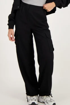 Zwarte Cargo Broek Met Elastieken Tailleband