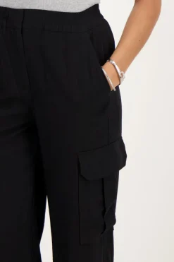 Zwarte Cargo Broek Met Elastieken Tailleband