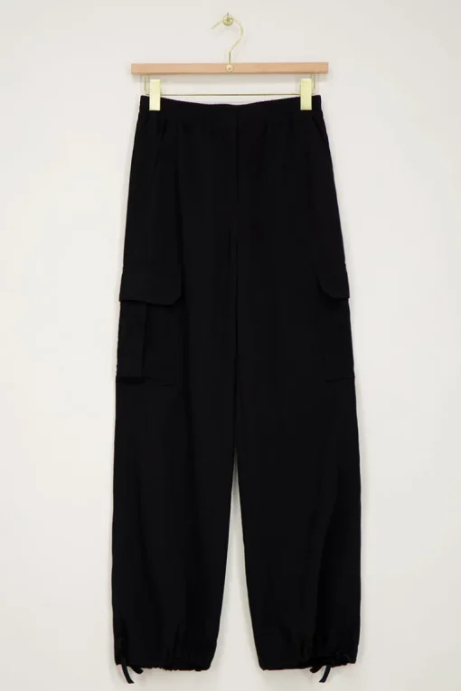 Zwarte Cargo Broek Met Elastieken Tailleband
