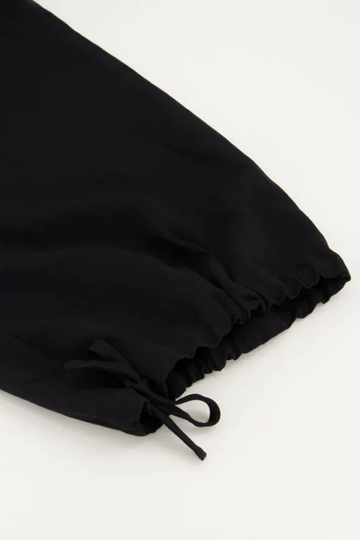 Zwarte Cargo Broek Met Elastieken Tailleband