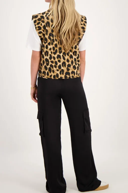 Zwarte Cargo Wide Leg Met Satijnen Look