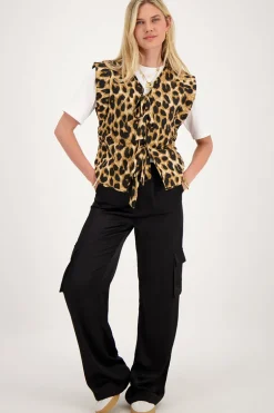 Zwarte Cargo Wide Leg Met Satijnen Look