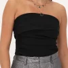 Zwarte Corset Top Gedrapeerd