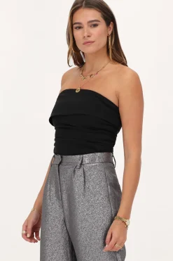 Zwarte Corset Top Gedrapeerd
