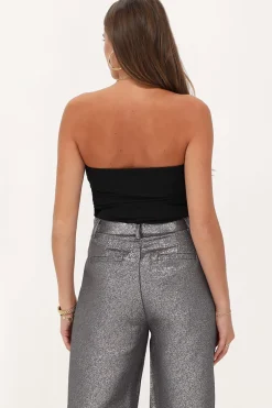 Zwarte Corset Top Gedrapeerd