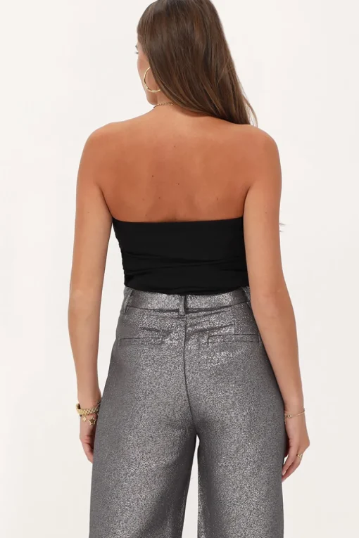 Zwarte Corset Top Gedrapeerd