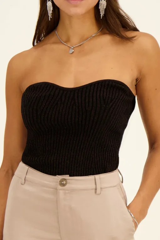 Zwarte Corset Top Met Lurex