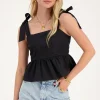 Zwarte Corset Top Met Strikbandjes