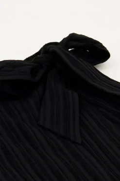 Zwarte Crinkle Skort Met Overslag
