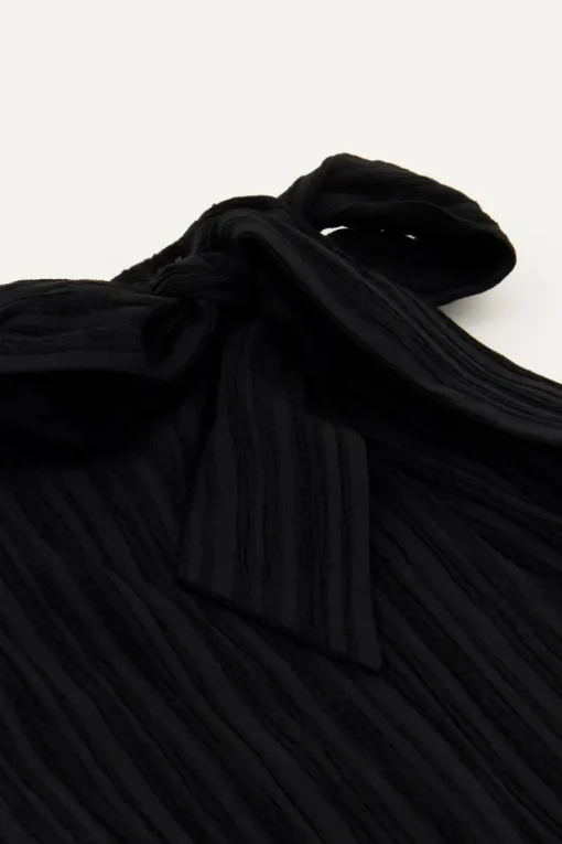 Zwarte Crinkle Skort Met Overslag