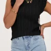 Zwarte Crinkle Top Met Ruffle