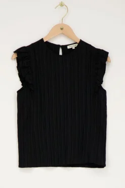 Zwarte Crinkle Top Met Ruffle