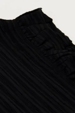 Zwarte Crinkle Top Met Ruffle