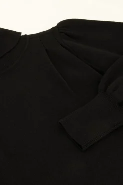 Zwarte Jurk Met Pofmouwen En Col
