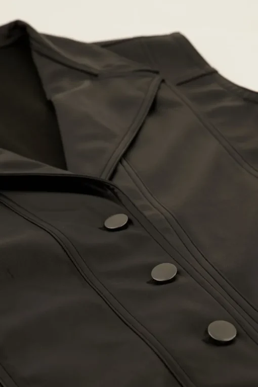 Zwarte Leatherlook Gilet Oversized