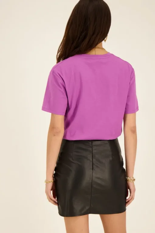Zwarte Leatherlook Rok Met Plooien