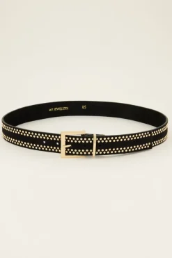 Zwarte Leren Riem Met Goudkleurige Studs