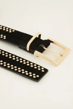 Zwarte Leren Riem Met Goudkleurige Studs