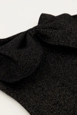 Zwarte Lurex Bandeau Top Met Strik