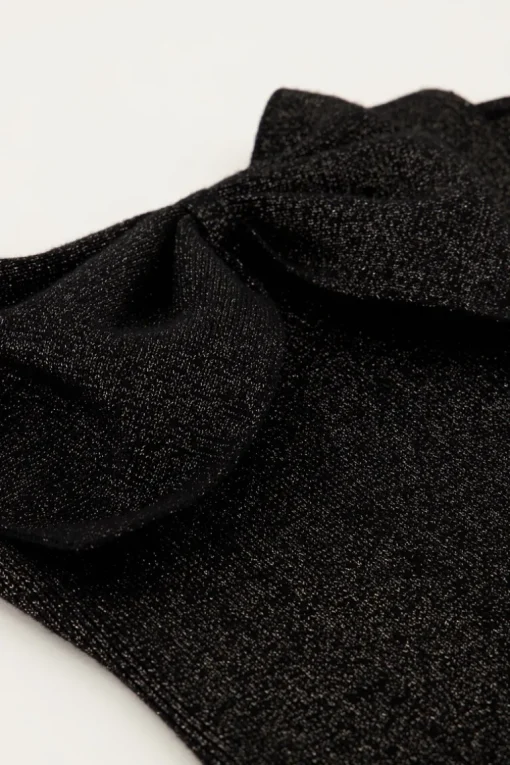 Zwarte Lurex Bandeau Top Met Strik