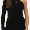 Zwarte Lurex One-shoulder Top