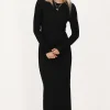 Zwarte Maxi Jurk Met Structuur & Split