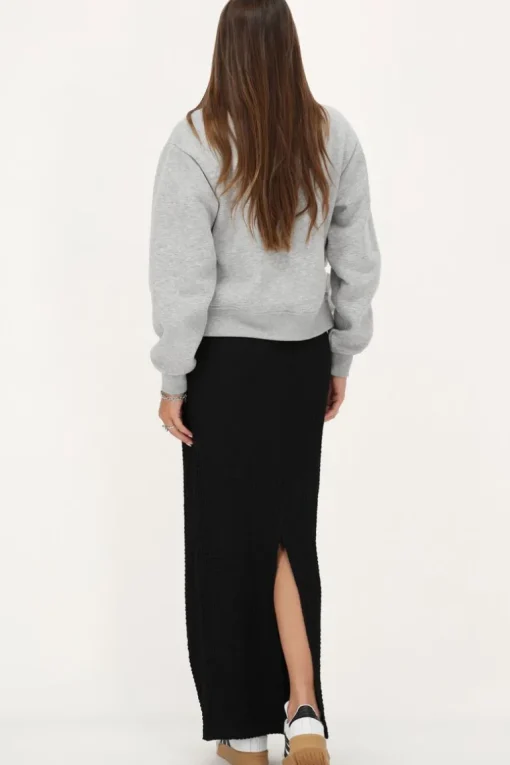 Zwarte Maxi Rok Met Structuur & Split
