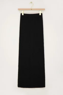 Zwarte Maxi Rok Met Structuur & Split