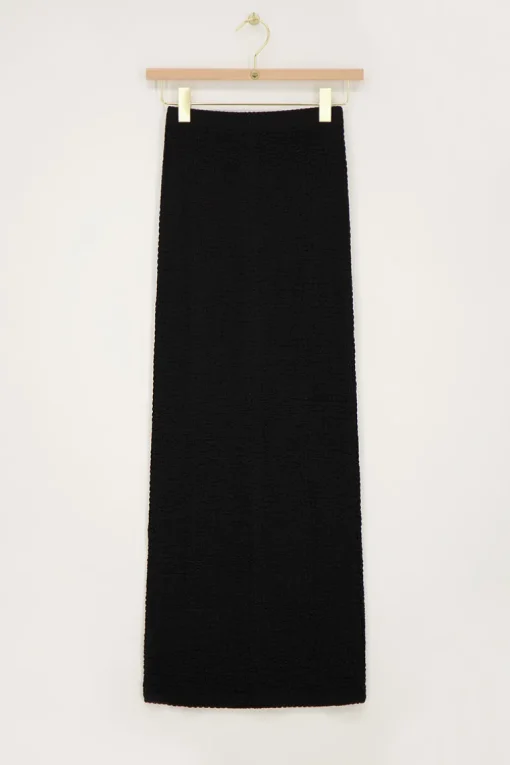 Zwarte Maxi Rok Met Structuur & Split