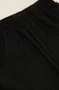 Zwarte Metallic Broek Wide Leg