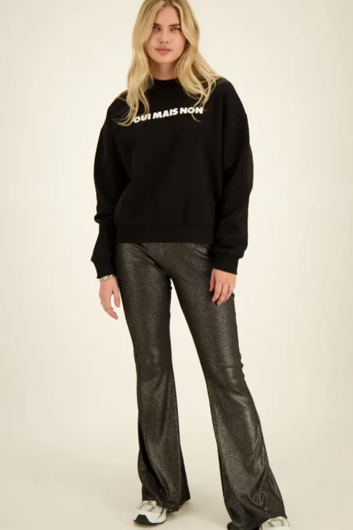 Zwarte Metallic Flared Broek