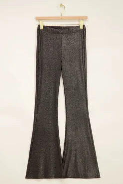 Zwarte Metallic Flared Broek