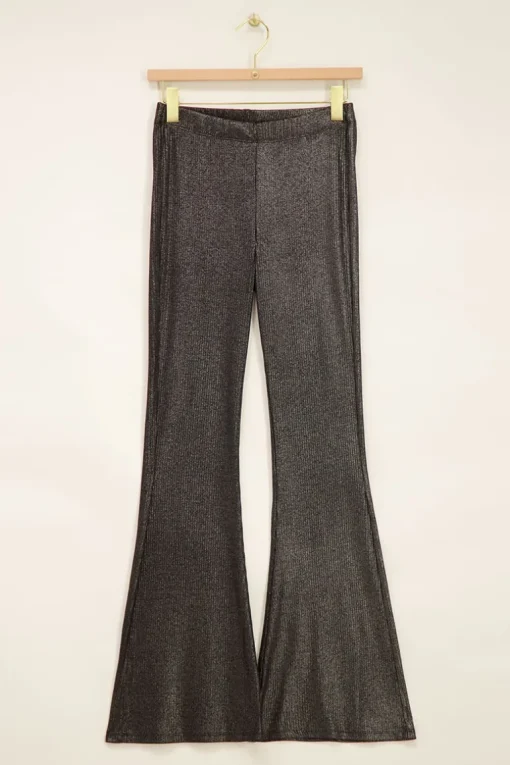 Zwarte Metallic Flared Broek