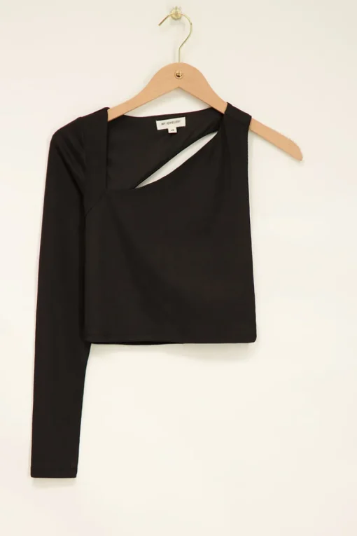 Zwarte Metallic Rib Top Cut-out