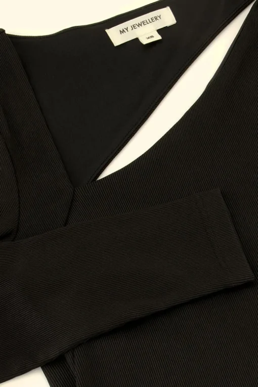 Zwarte Metallic Rib Top Cut-out