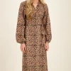 Zwarte Midi Jurk Met Bloemenprint