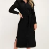 Zwarte Midi Jurk Met Ribstructuur