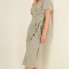Zwarte Midi Jurk Met Witte Print