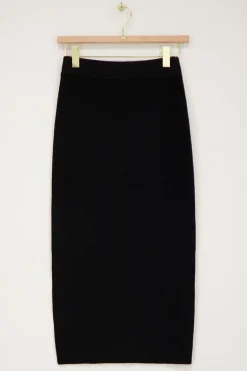 Zwarte Midi Skirt Met Split
