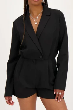 Zwarte Playsuit Met V-hals