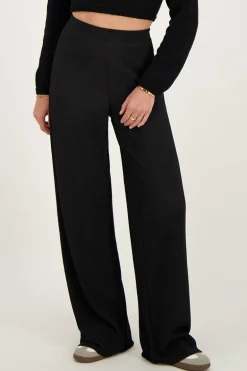 Zwarte Plissé Broek Met Elastiek