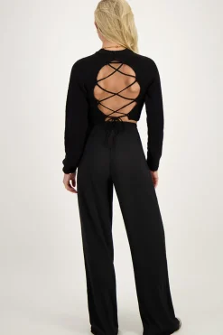 Zwarte Plissé Broek Met Elastiek