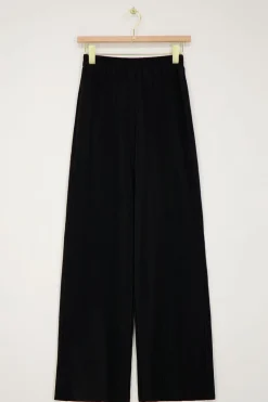Zwarte Plissé Broek Met Elastiek
