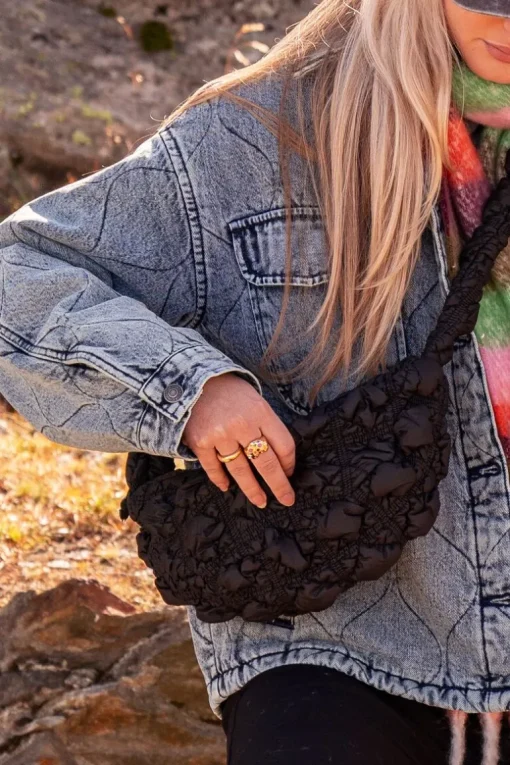 Zwarte Puffer Crossbody Tas